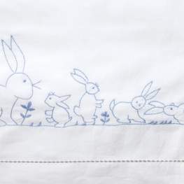 Blue Bunnies Cot Sheet Set