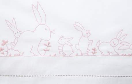 Pink Bunnies Cot Sheet Set